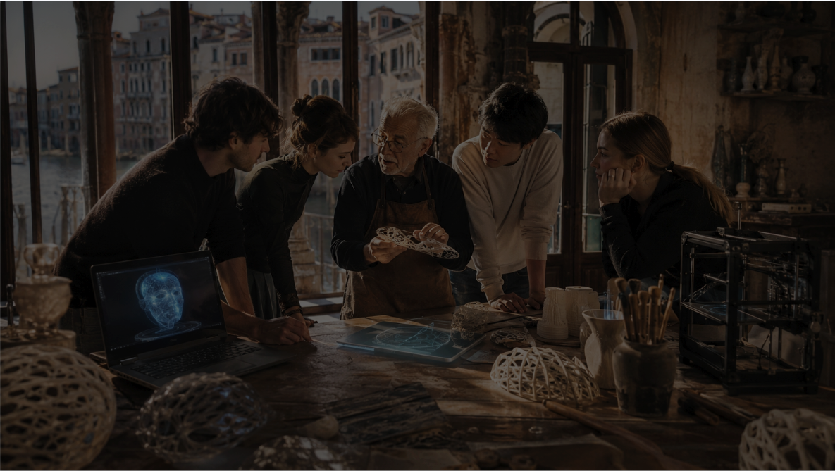 Artigiani e giovani al lavoro insieme